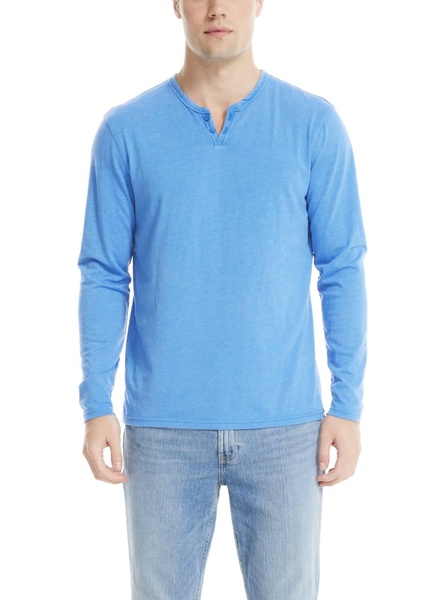 men's venice burnout notch neck tee top in blueberry