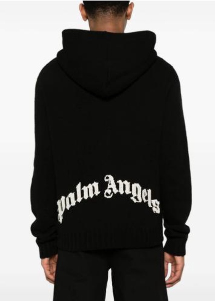 Palm Angels Logo Wool Blend Hooded Sweater