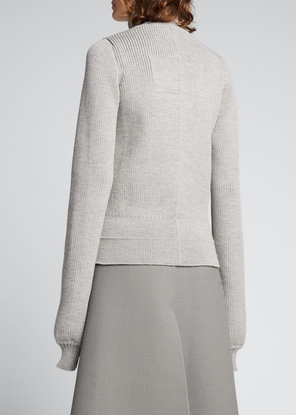 Ribbed Wool Turtleneck Sweater, Gray