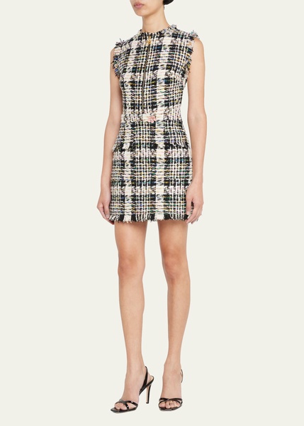 Ribbon Tweed Mini Dress