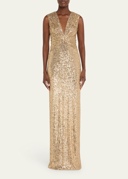 Sequined V-Neck Gown