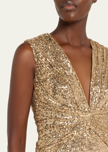 Sequined V-Neck Gown