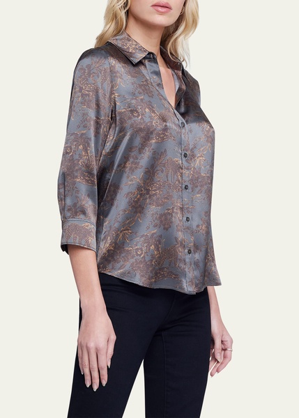 Dani Safari-Printed Silk Blouse