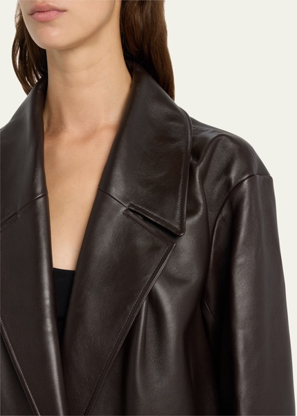 Long Leather Tailored Coat