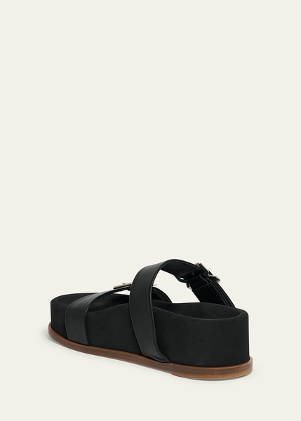 Wren Leather Dual-Buckle Slide Sandals