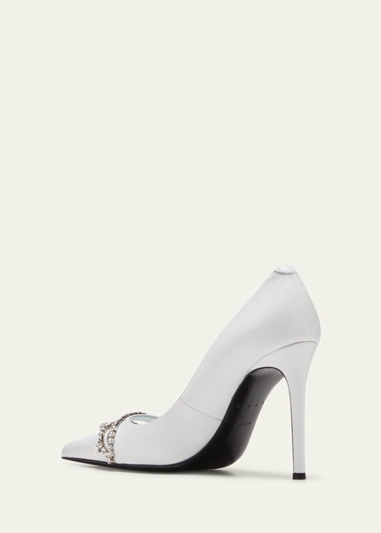 Leather Crystal Cutout Stiletto Pumps