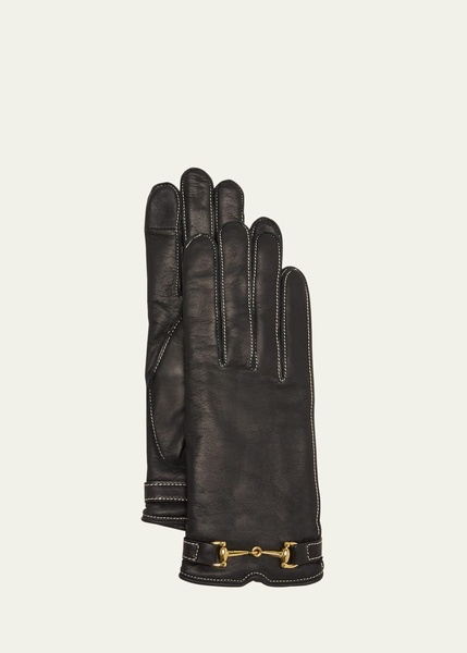 Classic Buckled Leather & Cashmere Gloves