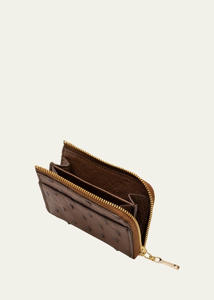 Men's Ostrich Leather Zip Card Case