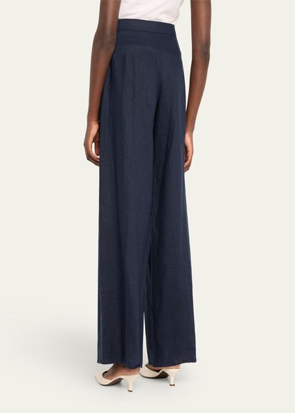 Estella Pleated Wide-Leg Linen Pants