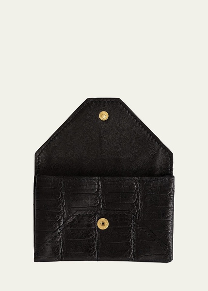 Men's Matte Alligator Leather Envelope Card Case