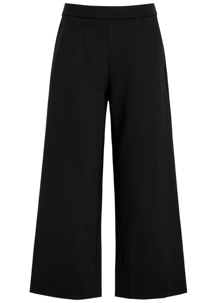 Cropped wide-leg jersey trousers