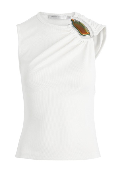 Moodstone ribbed stretch-jersey tank 