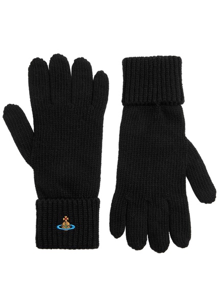 Orb-embroidered wool gloves