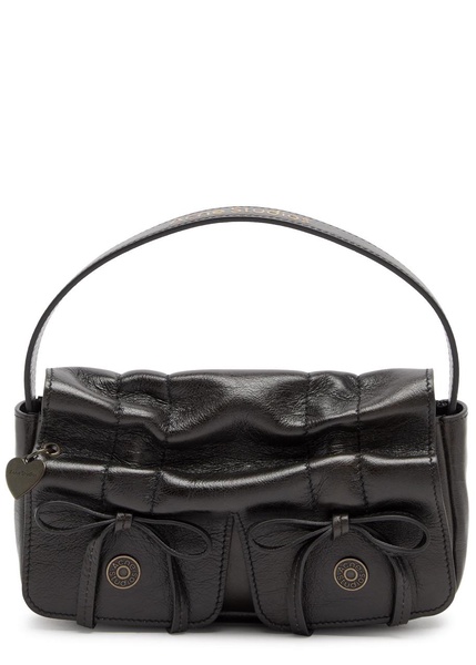 Rev micro crinkled leather top handle bag 