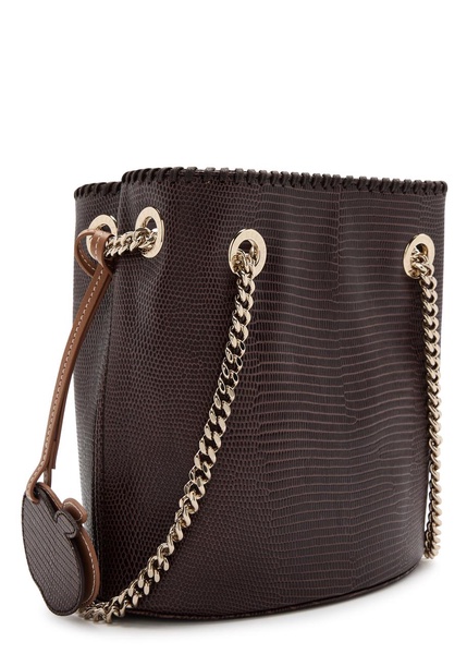 Falabella python-effect faux leather bucket bag 