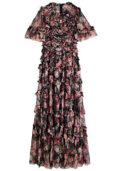 Midnight Dance floral-print tulle maxi dress