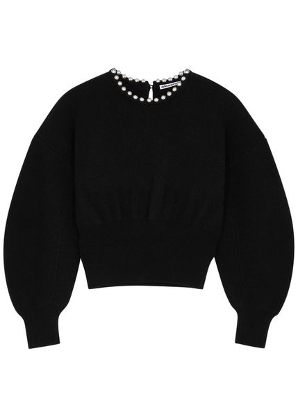 Bead-embellished wool-blend jumper 