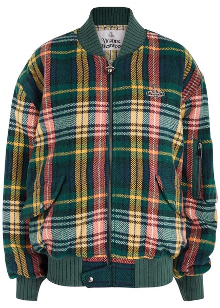 Bernardo tartan wool-blend bomber jacket