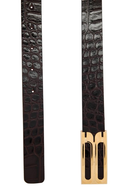 Frame crocodile-effect leather belt