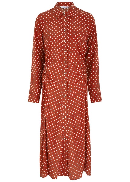 Lex polka-dot stretch-silk shirt dress