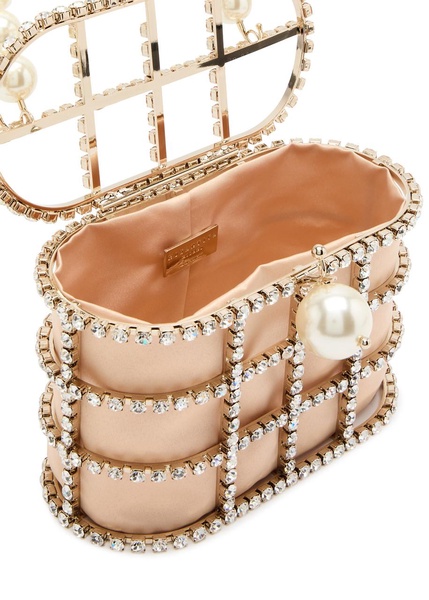 Holli faux-pearl and crystal-embellished top handle bag