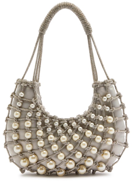 Ostrica Nodi crystal-embellished satin shoulder bag