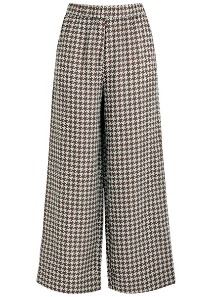 Zora houndstooth-print twill trousers