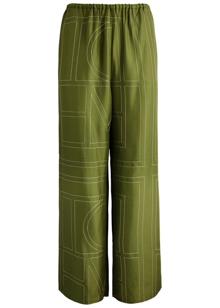 Logo-embroidered silk-satin trousers