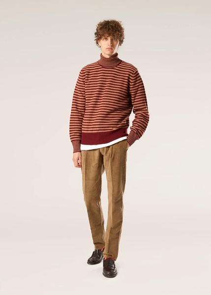 Aaitor Burgundy Wool Striped Turtleneck