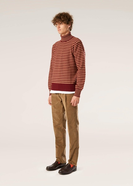 Aaitor Burgundy Wool Striped Turtleneck