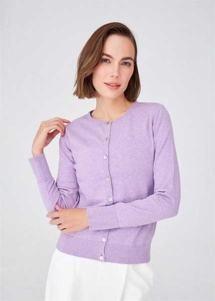 Classic Basic O-Neck Knitwear Cardigan - Lilac