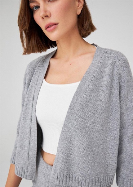 Cashmere Blend Bolero Cardigan - Grey