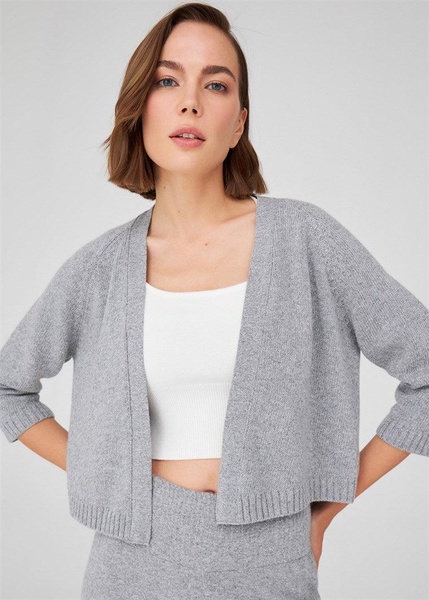 Cashmere Blend Bolero Cardigan - Grey