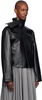 Black Scarf Collar Leather Jacket