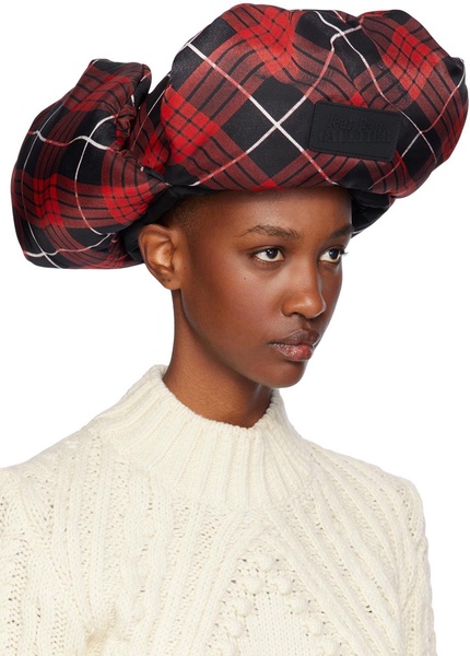 Red & Black Nylon Chapka Printed Tartan Aviator Hat