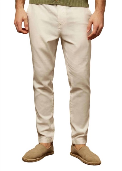 stretch linen traveler pant in white