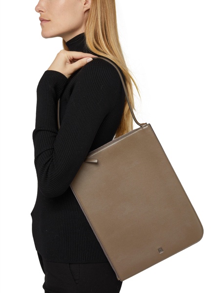 Leather slim tote bag