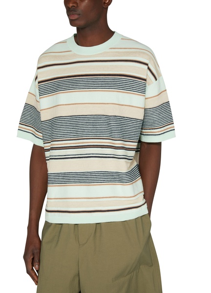 Striped cotton and linen T-shirt