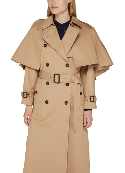 Classic cotton gabardine trench coat with cape