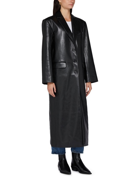 Quinn long leather coat