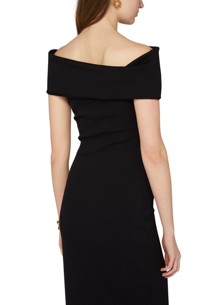 Textured nylon off-the-shoulder dress