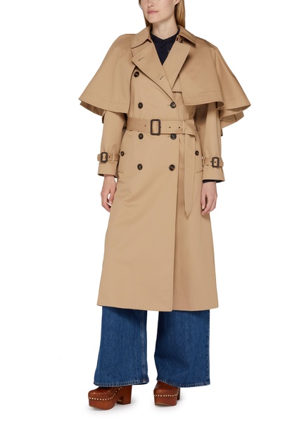 Classic cotton gabardine trench coat with cape