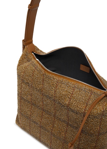 Cubi shoulder bag in brushed suede with tartan pattern