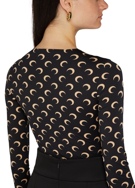 Moon printed jersey Second Skin crewneck top