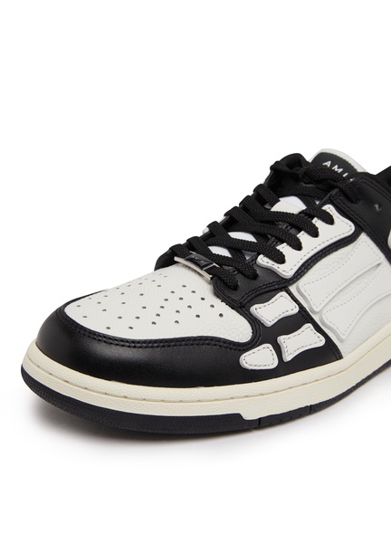 'Skel Top Low' White And Black Sneakers With Skeleton Patch In Leather Man