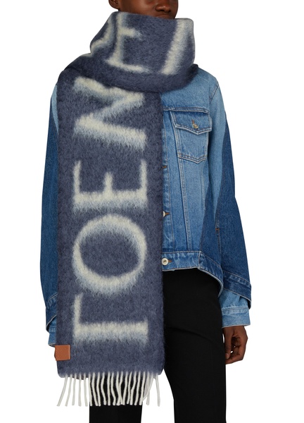 Anagram-patch logo wool and mohair-blend scarf