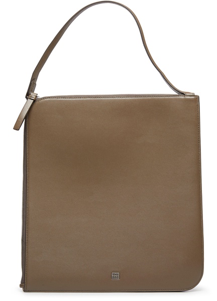 Leather slim tote bag