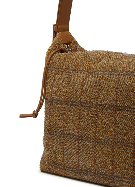 Cubi shoulder bag in brushed suede with tartan pattern