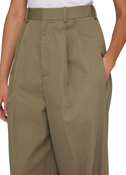 Pleated cotton and silk pants