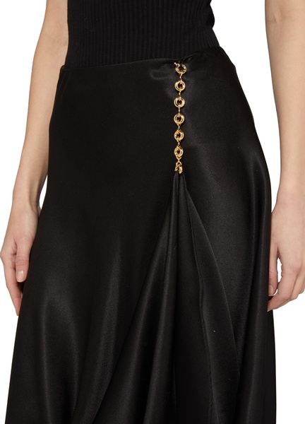 Chain Draped Midi Satin Skirt